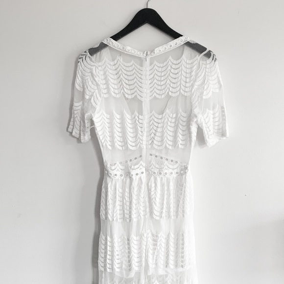 White Lace Overlay Maxi Dress Large New - Picture 5 of 10